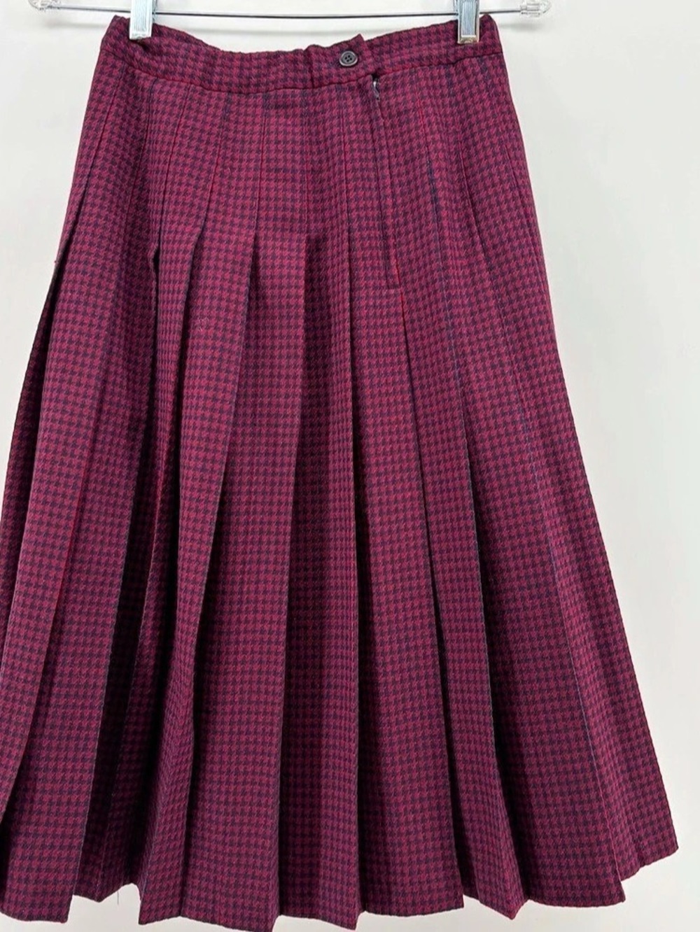 Vintage Pendleton Wool Houndstooth Pleated Skirt 8 Petite